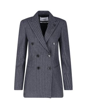 Lardini Double-Breasted Pinstripe Blazer - Blue