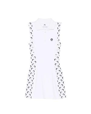Marine Serre Athleisure Polo Mini Dress With Moon Inserts - White