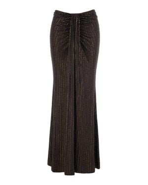 VENUJA Tech Fabric Mini Sequin Skirt With Front Knot Detail - Brown