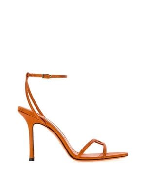 Jimmy Choo Satin Heeled Sandals With 10 Cm Heel - Brown