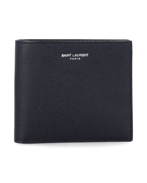 Saint Laurent Calf Leather Mini Wallet - Blue