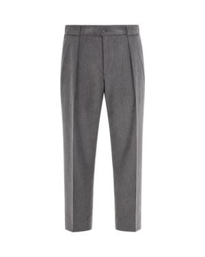 BRIGLIA Pleated Corduroy Pants - Gray