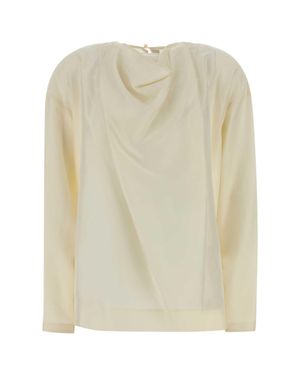 Carven Ivory Silk Blouse - Natural