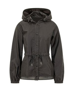 Moncler Lightweight Jacket With Adjustable Hood And Waist - Black