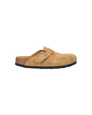 Birkenstock Suede Buckle Clog Mule - White