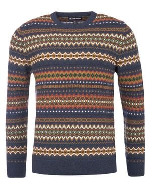 Barbour Fine Knit Graphic Print Crew Neck Sweater - Gray