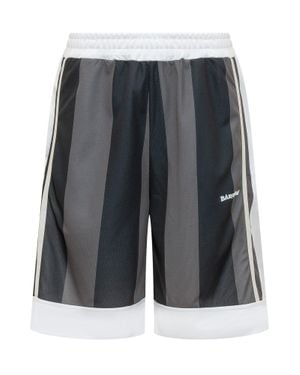 Barrow Mesh Mini Bermuda Shorts With Striped Print - Gray