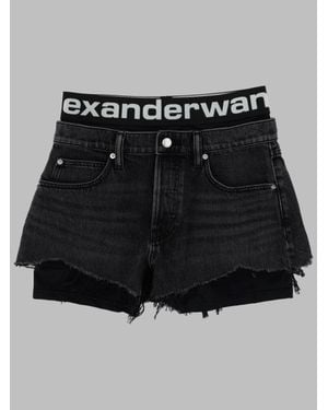 Alexander Wang Comfortable Cotton Logo Shorts For - Black