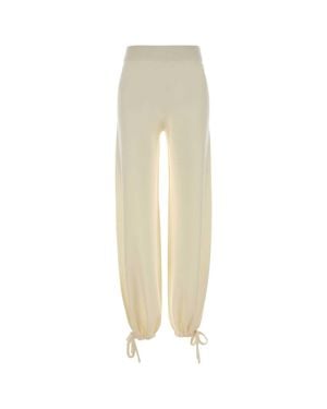 Max Mara Ivory Wool Wide-Leg Pants - White