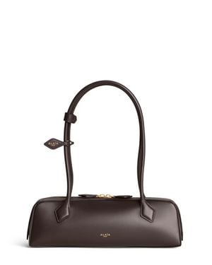 Alaïa Le Teckel Medium Shoulder Handbag With Elongated Silhouette And Double Zip - Brown