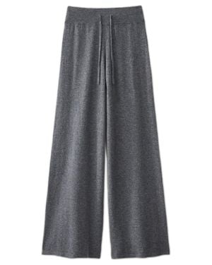 Lisa Yang Cashmere Wide-Leg Pants With Elastic Waist And Side Pockets, Size 1 - Gray