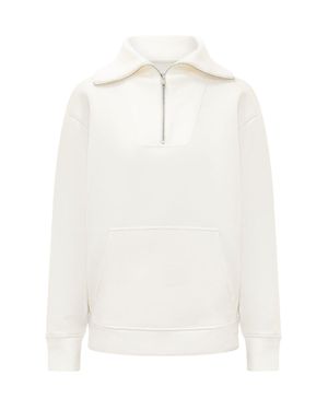 Calvin Klein Short Sleeve Hooded Mini Sweatshirt With Zip - White