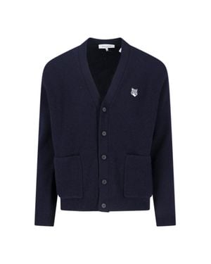 Maison Kitsuné 100% Wool Crewneck Sweater - Blue