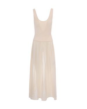 Sessun Sleeveless Mixed Media Maxi Dress - White
