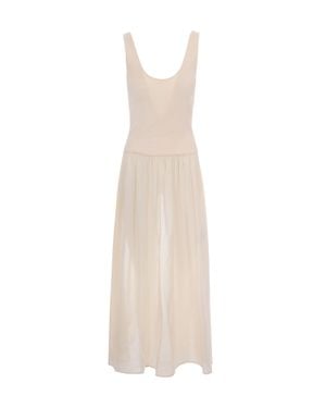 Sessun Sleeveless Mixed Media Maxi Dress - White