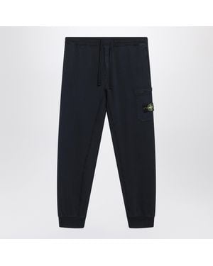 Stone Island Cotton Jogging Pants With Cargo Pocket And Logo Patch - Blue