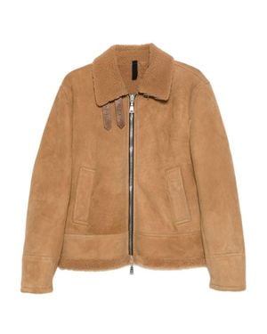 Tagliatore Luxe Shearling Jacket With Adjustable Belt - Brown