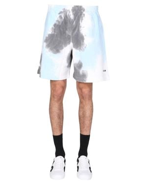 MSGM Tie Dye Pattern Bermuda - Blue
