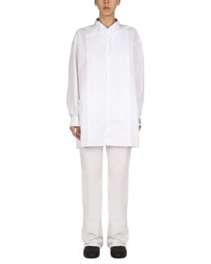 Raf Simons Logo Patch Shirt With Classic Collar For - White