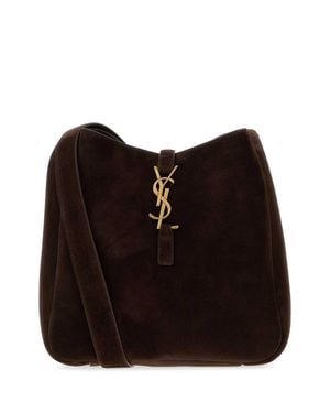 Saint Laurent Dark Suede Le 5 Mini Crossbody Handbag - Black
