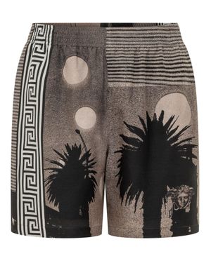Versace Sunset Palms Shorts - Black