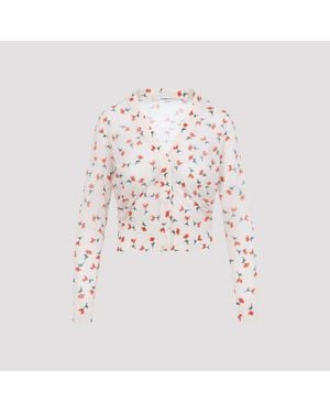 Jil Sander Floral V Neck Sweater - White