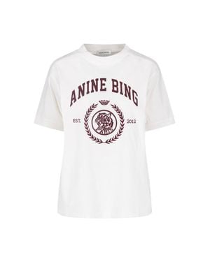 Anine Bing 100% Cotton Crewneck Tee - White
