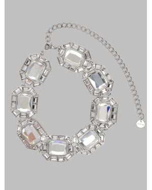 Self-Portrait Crystal Statement Necklace - Gray