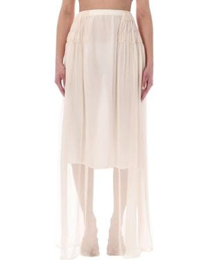 Dries Van Noten Long Sheer Chiffon Skirt Silk - Pink