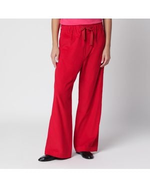 Sanderlak Sculpted Corduroy Pants With Dark Wash Finish - Red