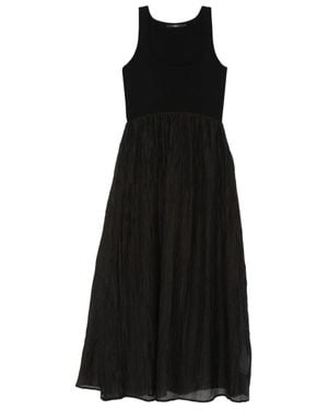 Seventy Textured Fitted Bodice Midi Dress - Black