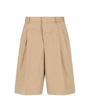 Ami Paris Cotton Bermuda Shorts - Natural