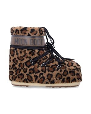 Moon Boot Mini Lace-Up Faux Fur Snow Boot - Brown