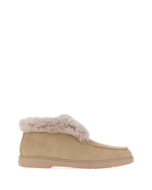 Santoni Suede Loafers - Natural
