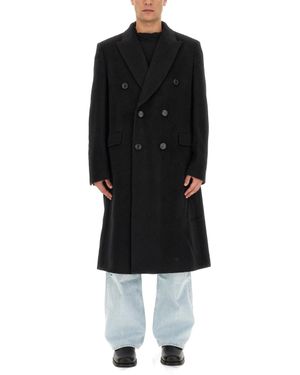 Our Legacy Double-Breasted Coat Whale Wool Mohair Trench & Raincoats - Black
