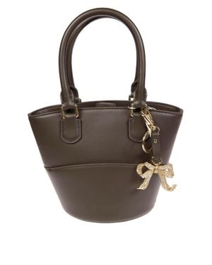 Self-Portrait Charm Mini Tote Handbag - Brown