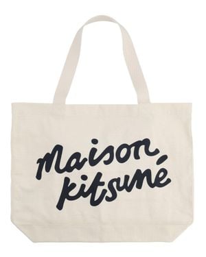 Maison Kitsuné Maison Kitsuné Borsa Tote Con Scritta - White