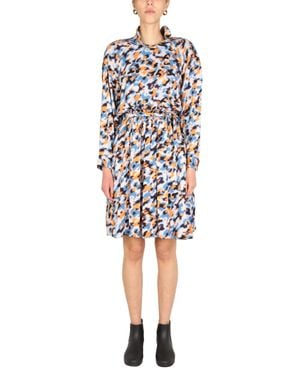 KENZO Abstract Mock Collar Dress - White