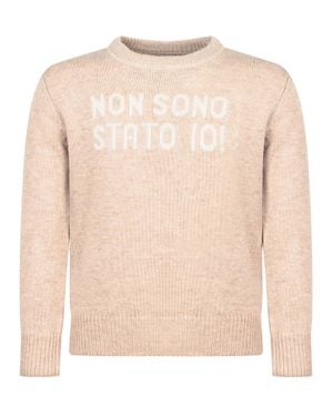 MC2 Saint Barth Wool-Viscose Cashmere Blend Pullover Sweater With Graphic Lettering - Natural