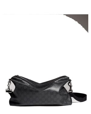 Gucci Mini Gg Coated Canvas Crossbody Bag 20Cm X 33Cm X 6Cm With Detachable Straps - Black