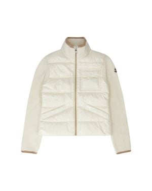 COUTR.COM Moncler Kids Padded Wool Blend Zip-Up Cardigan - White
