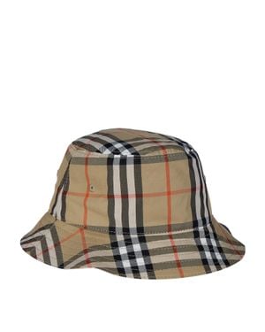 Burberry Check Bucket Hat For Kids - Green