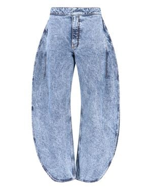 Alaïa High-Waisted Mini Leg Jeans With Slit - Blue