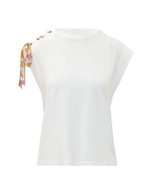 PUCCI Embellished Short Sleeve Top - White
