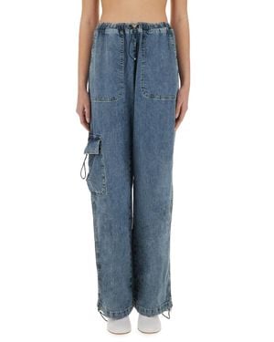 Moschino Wide Fit Cargo Jeans Cotton - Blue