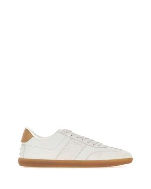 Tod's Chalk Leather And Suede Lace-Up Sneaker - White
