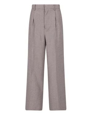 AURALEE High-Waist Wide-Leg Wool Pants - Gray