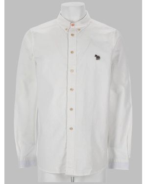 Paul Smith Long Sleeve Button-Down Shirt With Embroidered Logo - White