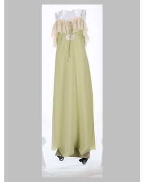 Chloé Lace Trim Silk Slip Dress - White