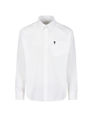 Ami Paris Cotton Button-Down Shirt - White